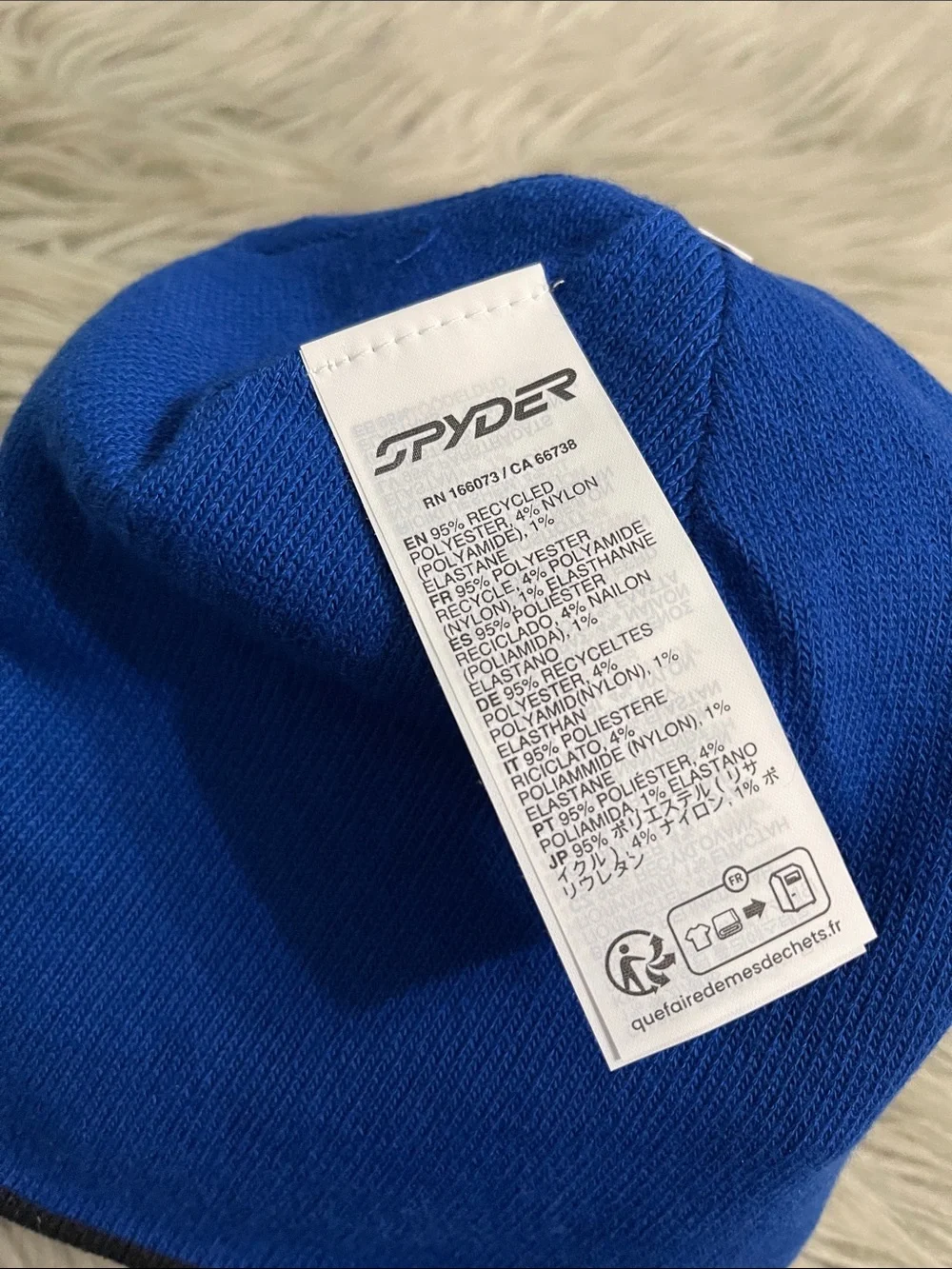 Spyder Black Beanie with Blue Spider Logo